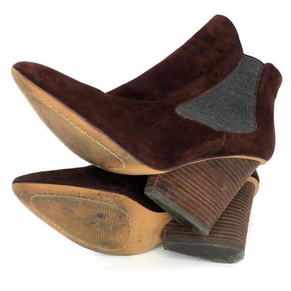 Steven By Steve Madden Malik Wedge Suede Bootie Brown Ankle Boots - Picture 4 of 4